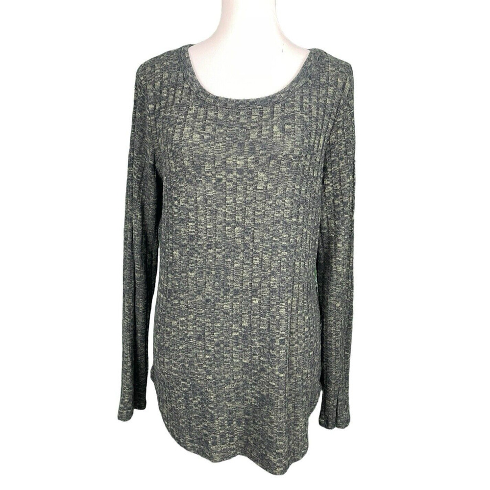 No Boundaries Shirt Size XL (15-17) Dark Green Black Ribbed Knit Long Sleeve
